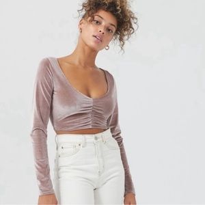 Urban Outfitters Mauve Velvet Crop Top